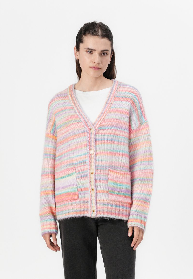 Pieces PCORMAN V NECK CARDIGAN - Adīta jaka - pink/multi-coloured