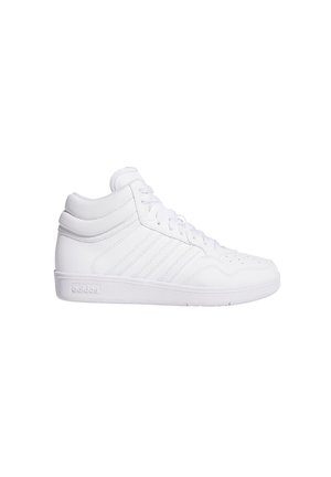 Witte hoge sneaker met veters aan de voorkant, gevoerde kraag, gestikte strepen aan de zijkant en een gestructureerde zool.
