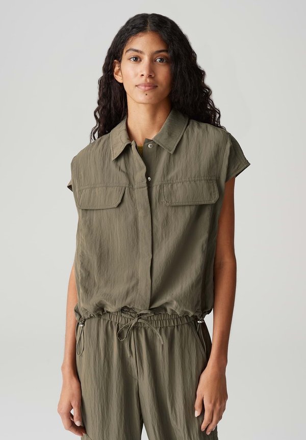 REGULAR FIT CRASH UTILITY DETAILS - Hemdbluse - olive leaf