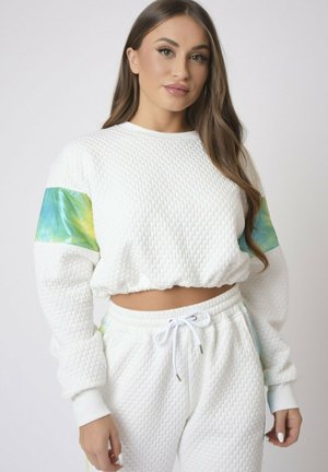 CROP TEXTURE RELIEF ET BANDE DÉGRADÉ - Felpa - blanc