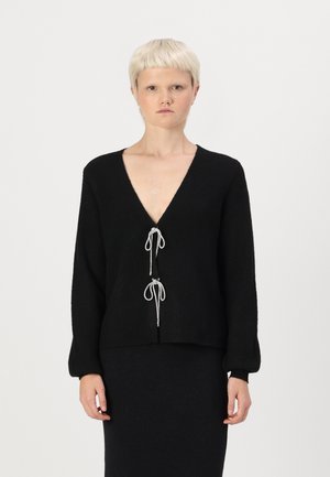 PCANNA GLITTER BOW V-NECK CARDIGAN - Gilet - black