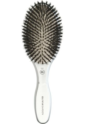 Olivia Garden, OLIVIA GARDEN - EXPERT CARE OVAL BOAR BRISTLES SILVER - Haar-Styling-Accessoires - transparent