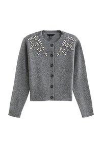 DIAMANTE FLORAL EMBELLISHED - Cardigan - grey