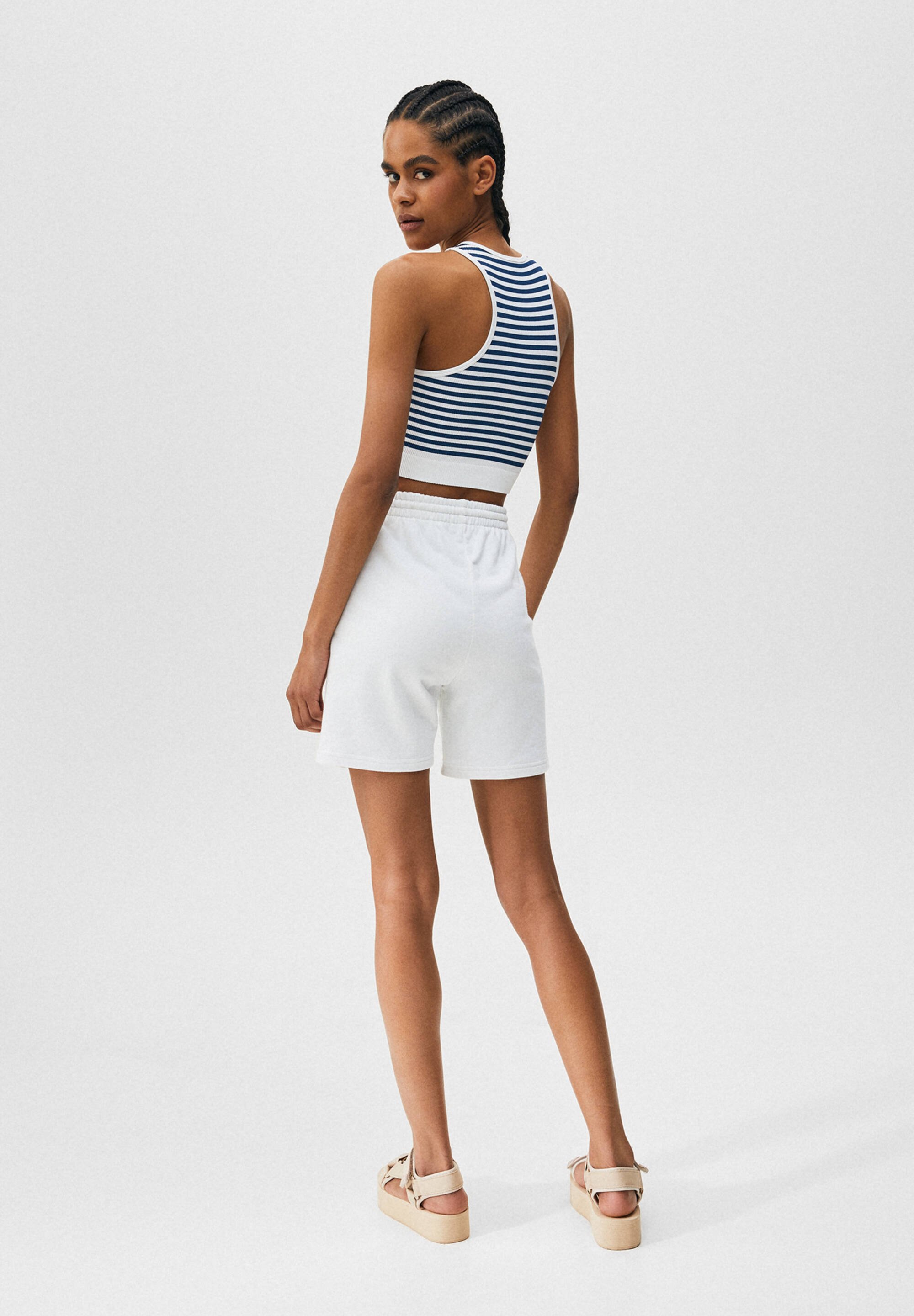 PULL\u0026BEAR STRIPED HALTER - Top - blue 