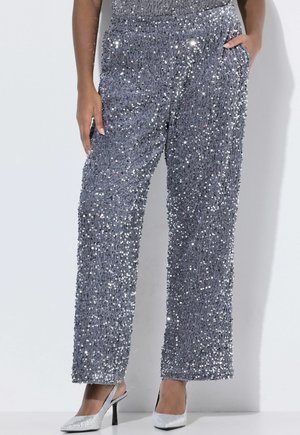 SEQUINED  COMFORT WAIST PANTS - Pantaloni - silver