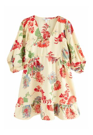REGULAR FIT - VOLLUME SLEEVE - Rochie de zi - ecru cream red floral