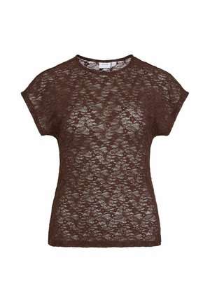 VILA, SHORT SLEEVED TOP VIFAY ROUND NECK - Blouse - coffee bean