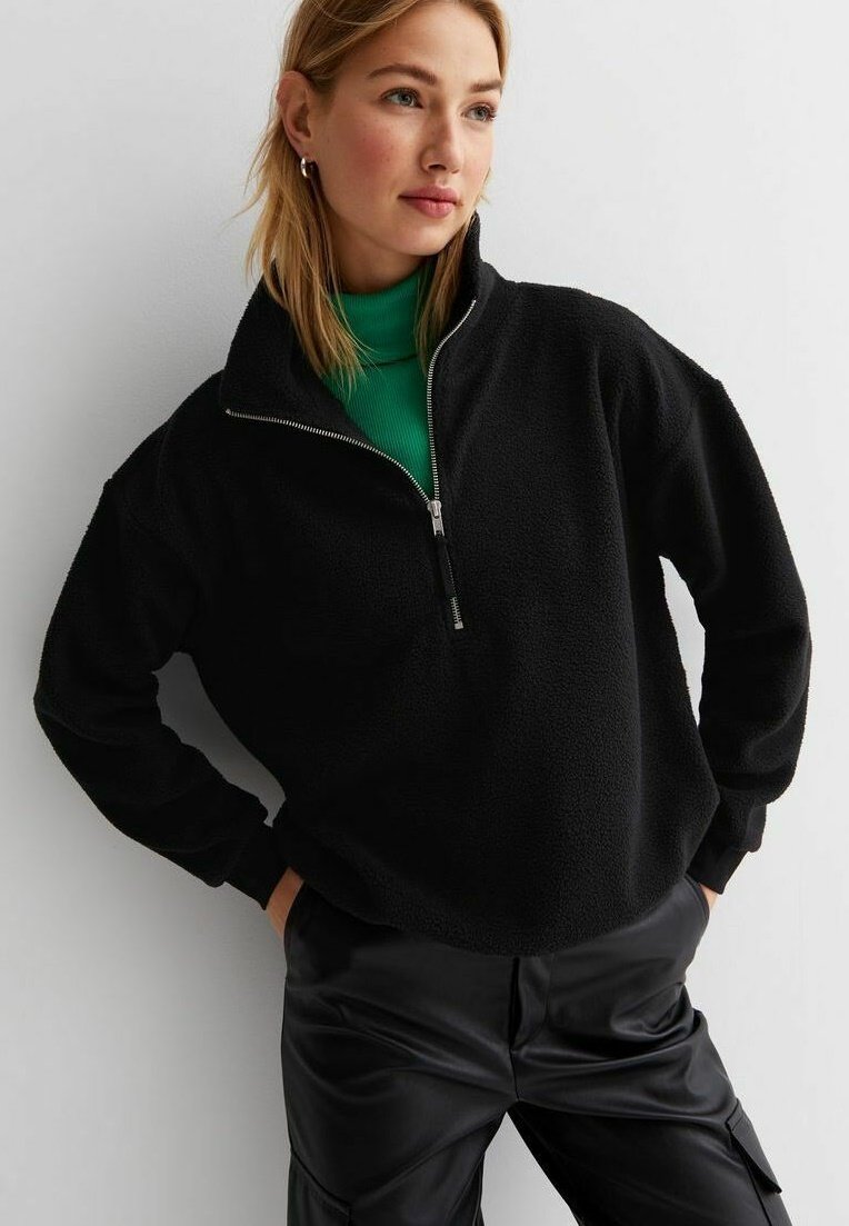 New Look 1/2 ZIP - Fleece jumper - black - Zalando.de