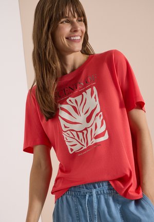 Cecil, T-SHIRT MIT RUNDHALS UND FRONTPRINT - Printtipaita - coral