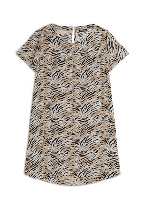 MIDI  ANIMALIER CON MANICHE CORTE - Vestido informal - black zebra animalier