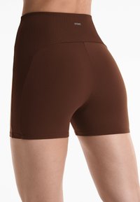 OYSHO - COMFORTLUX HIGH RISE 10CM RIB HOT PANTS - Tights - dark brown Thumbnail-Bild 1