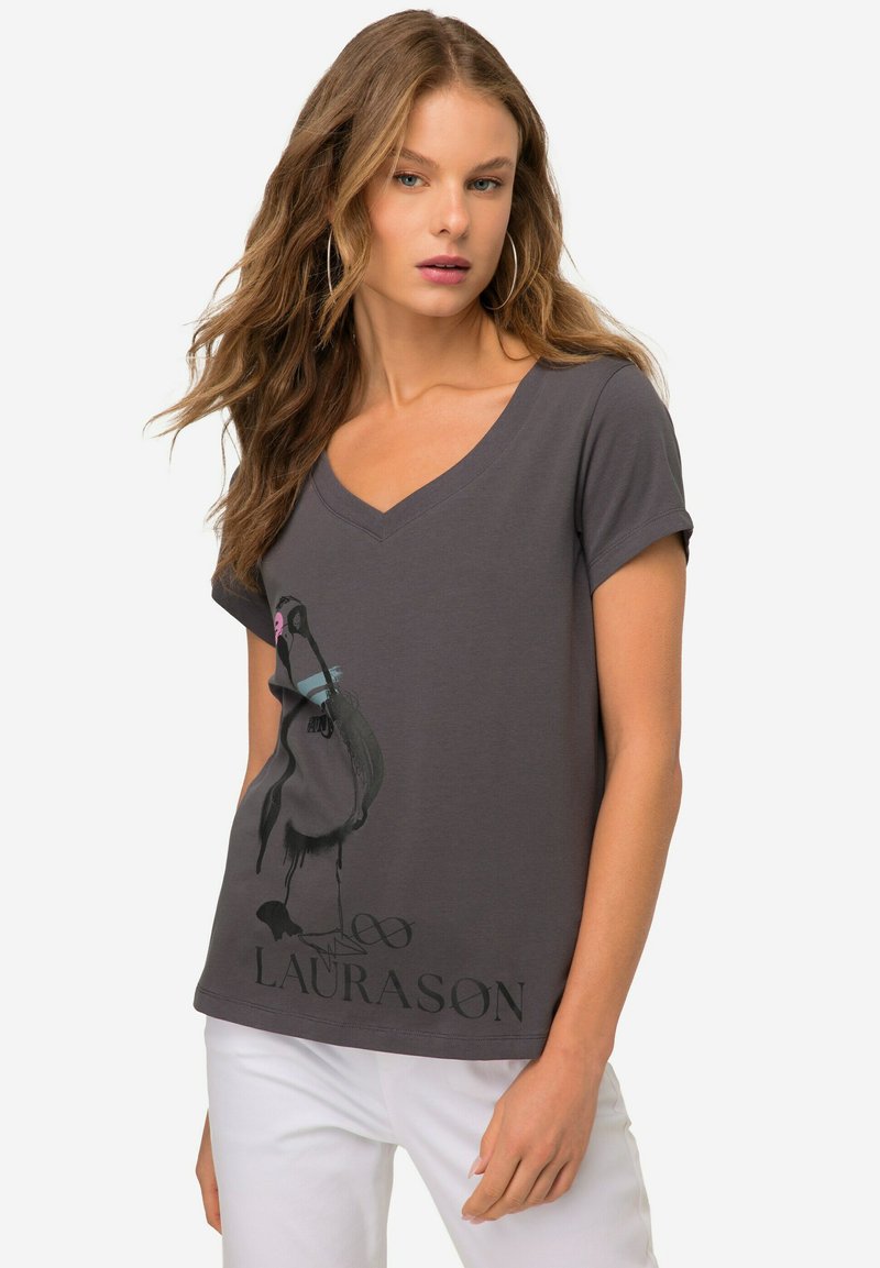 LAURASØN Print T-shirt - dark gray