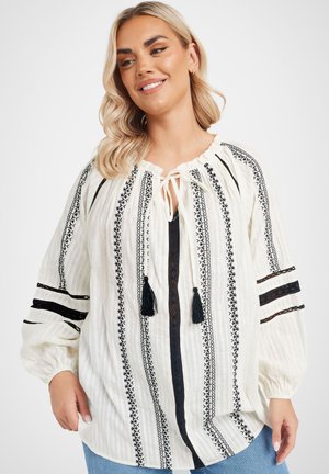 CONTRAST TIE NECK - Blouse - cream