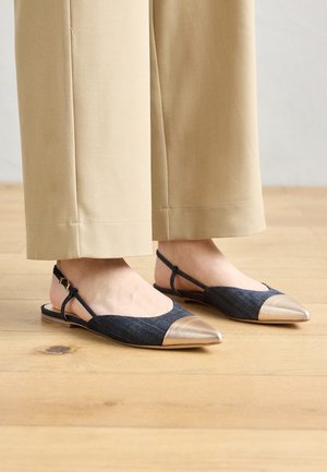 GRETA - Ballerines à brides arrière - dark blue denim/gold coloured