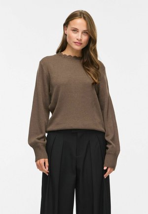 VILA, KNITTED PULLOVER VINOA HIGH NECK - Pullover - brown