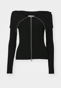 VANNA OFF SHOULDER ZIP CARDIGAN - Cardigan - black