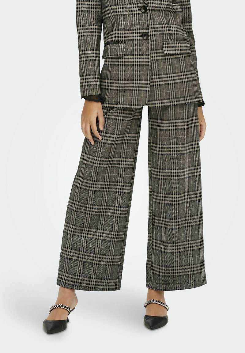 JDY JDYGEGGO MIA LONG CHECK PANT - Pantaloni - cobblestone