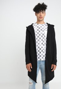 Urban Classics - LONG HOODED OPEN EDGE CARDIGAN - Felpa con zip - black Immagine in miniatura 1