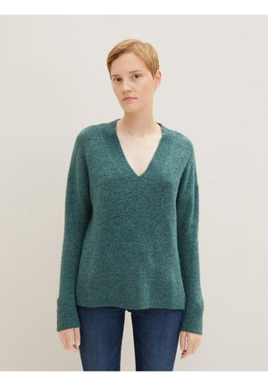 MIT V-AUSSCHNITT - Jumper - green dust melange