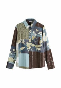 REGULAR FIT - LONG SLEEVE - Gombos blúz - blue abstract spliced print