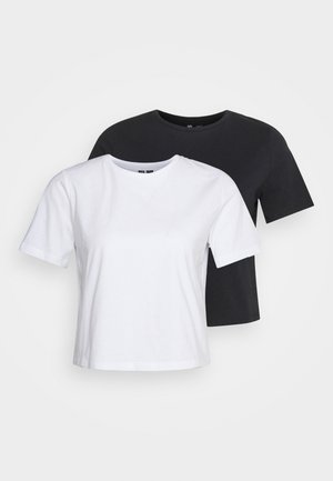 PCRINA CROP TOP 2 PACK - Basic T-shirt - white/black