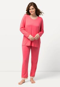 Ulla Popken RUNDHALS LANGARM SET - Yöasusetti - light red