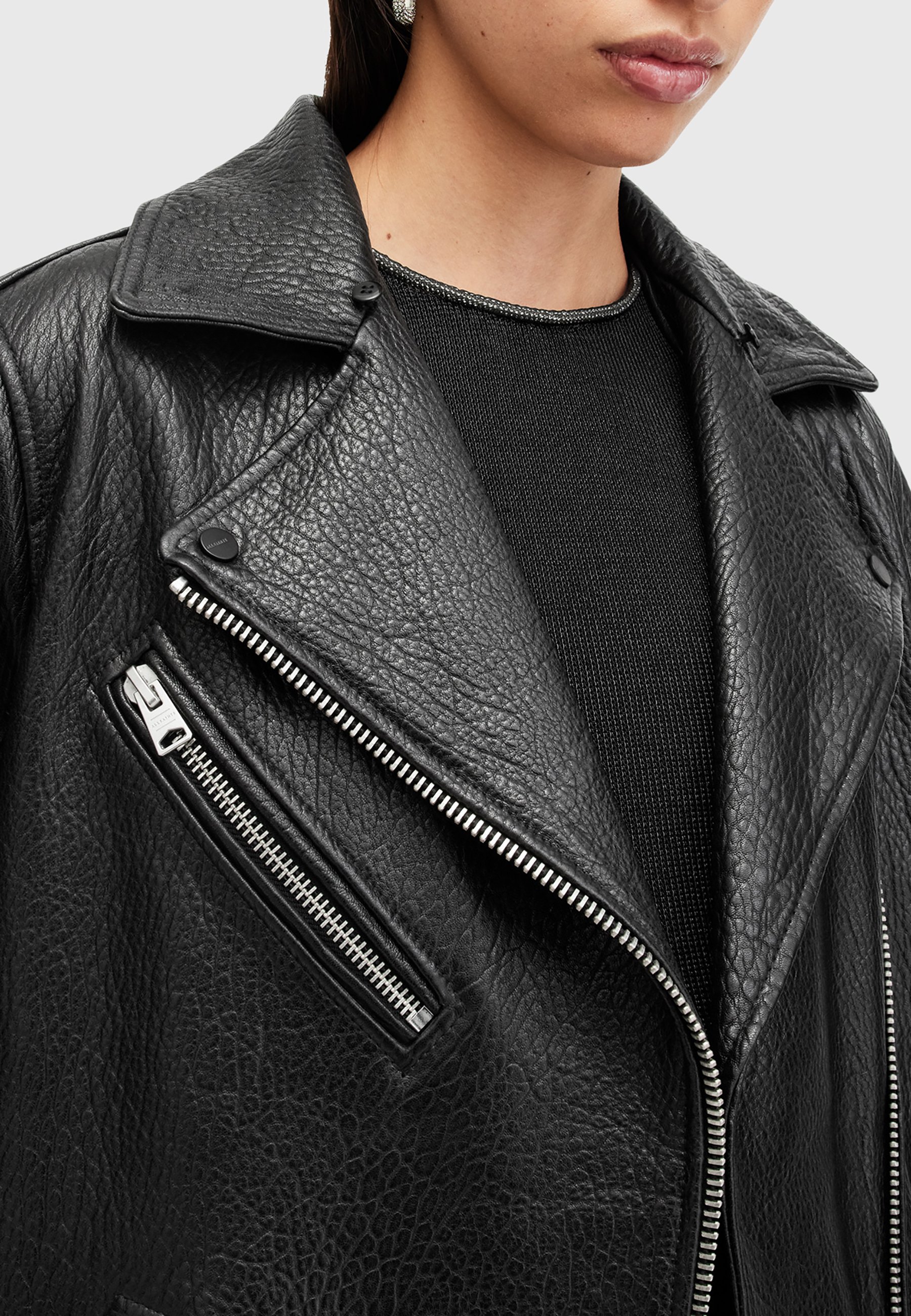 AllSaints Leather jacket - black - Zalando