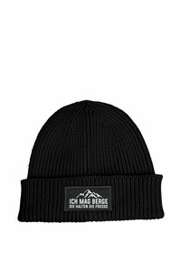 MoonWorks MIT PATCH SPRUCH ICH MAG BERGE AUFDRUCK LUSTIG - Beanie - schwarz