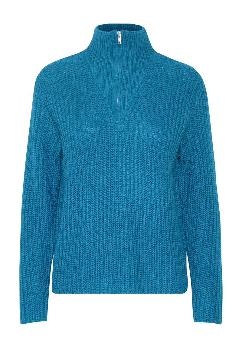 b.young TROYER REISSVERSCHLUSS  - Strickpullover - blau