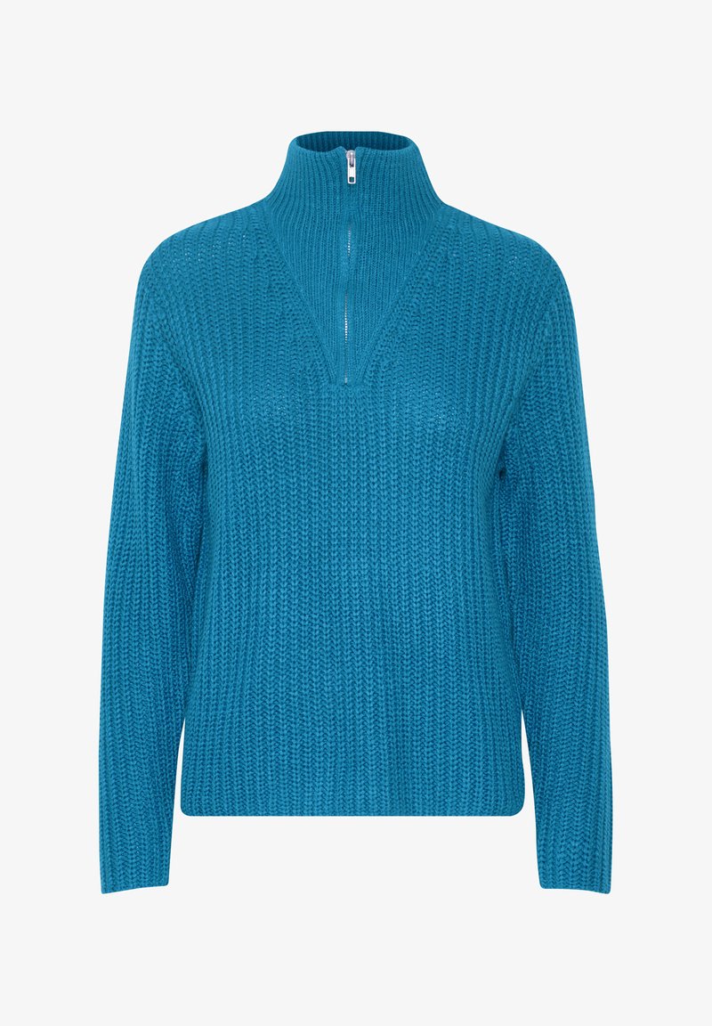b.young TROYER REISSVERSCHLUSS - Strickpullover - blau