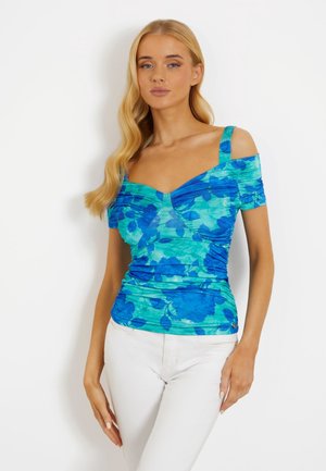 T-shirt med print - blumenmuster blau