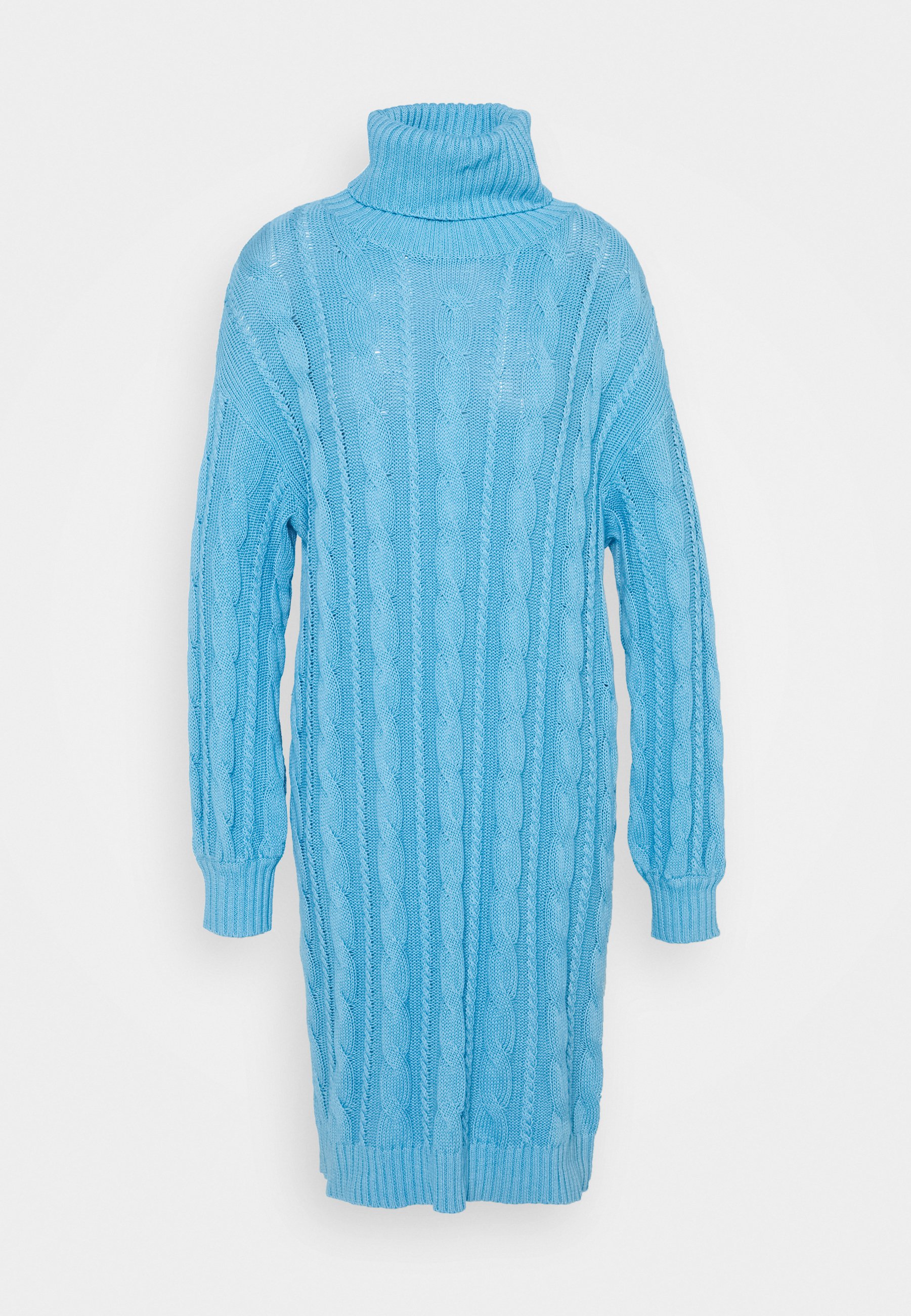 Glamorous Cable Jumper Dress With Volume Long Sleeves Etuikleid Alaskan Blue Blau Zalando De