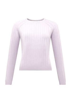 Světle fialový žebrovaný svetřík s dlouhými rukávy, kulatým výstřihem a slim fit střihem. Obsahuje texturovanou látku a žebrované manžety a lem.