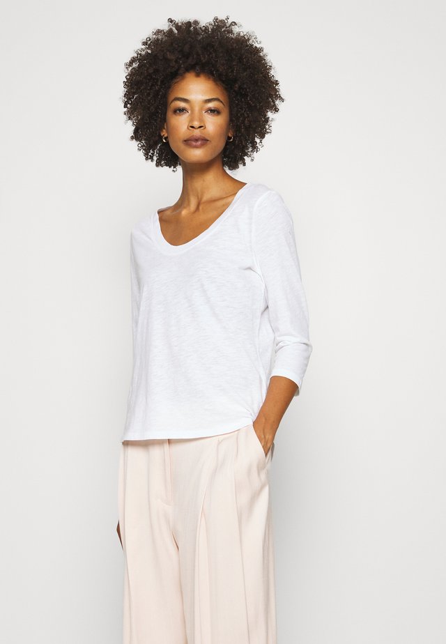 SLEEVE ROUNDED NECK STITCHING DETAIL - T-shirt à manches longues - white