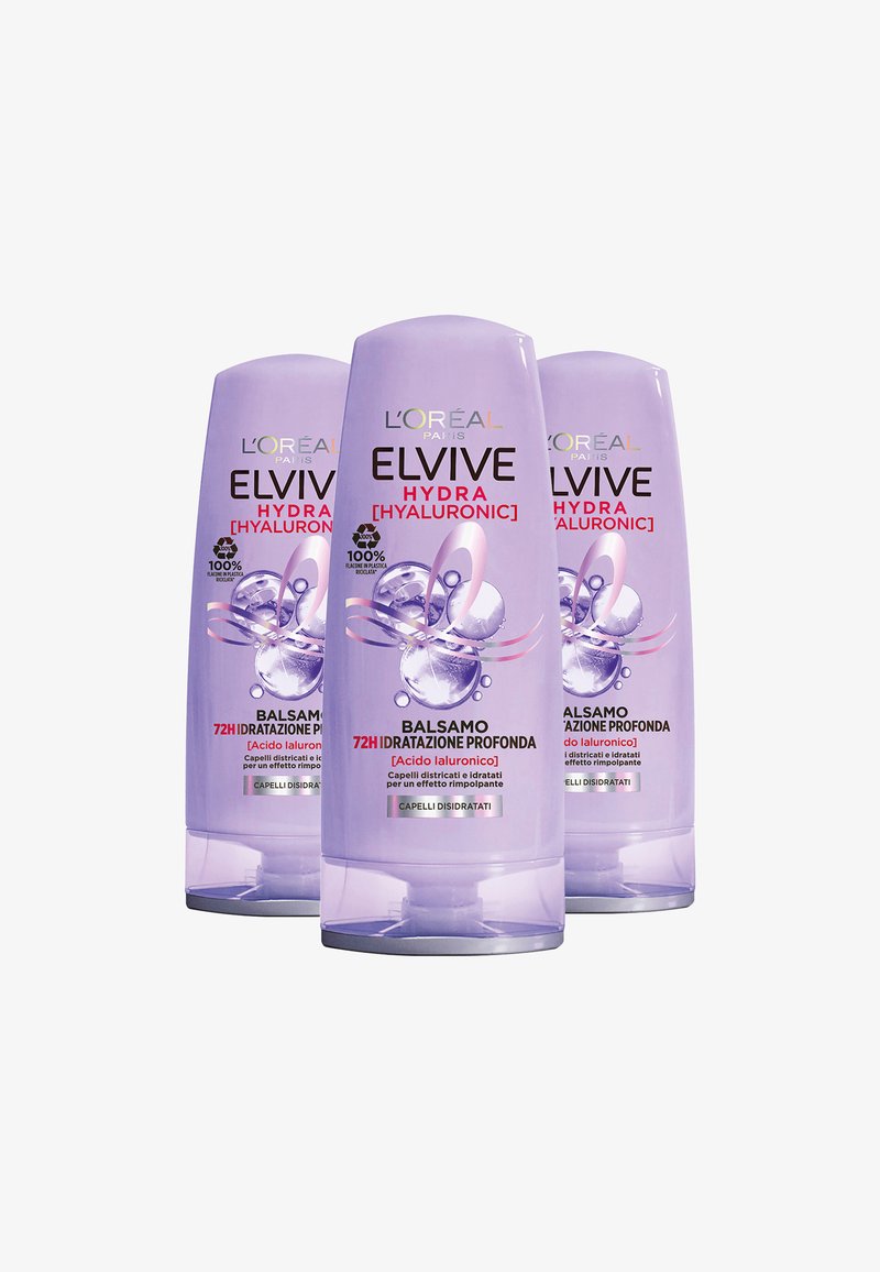 L'Oréal Paris - ELVIVE BALSAMO CON ACIDO IALURONICO 72H IDRATAZIONE PROFONDA HYDRA HYALURONIC 250 ML - 3 PACK - Balsamo - trasparente, Ingrandire