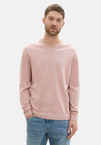 TOM TAILOR MIT V-AUSSCHNITT - Pulover - dusty pink melange