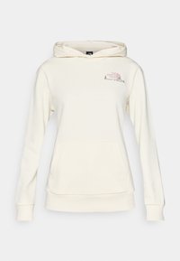 Φούτερ με κουκούλα σε κρεμ απόχρωση, με τσέπη καγκουρό, ριμπ μανσέτες και γραφικό λογότυπο σε ανοιχτό ροζ στην αριστερή πλευρά του στήθους. Απαλό ύφασμα μείγματος βαμβακιού.