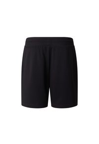 Black athletic shorts with an elastic waistband, made of soft fabric, featuring a simple design and no pockets or visible logos.
