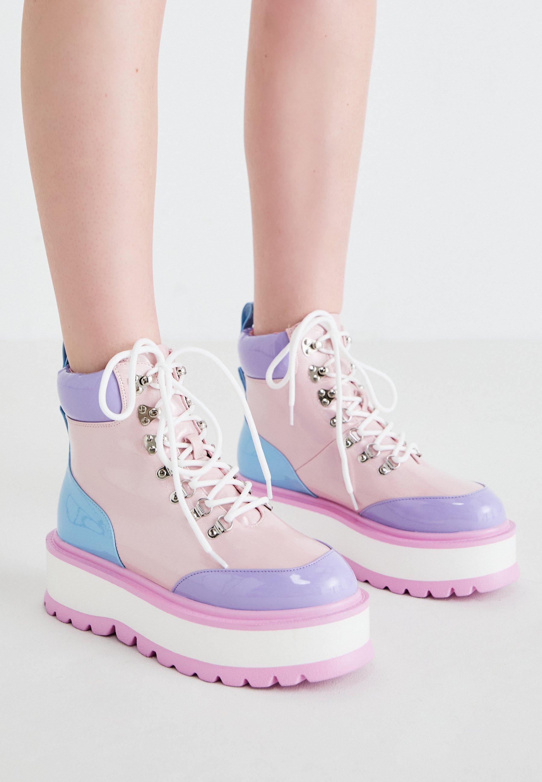 靴 Yukina Kawaii Koi Footwear KAWAII HYDRA - Lace-up boots - pink/blue/pink