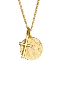 KUZZOI STRUCTURED COIN CROSS - Halsband - gold-coloured