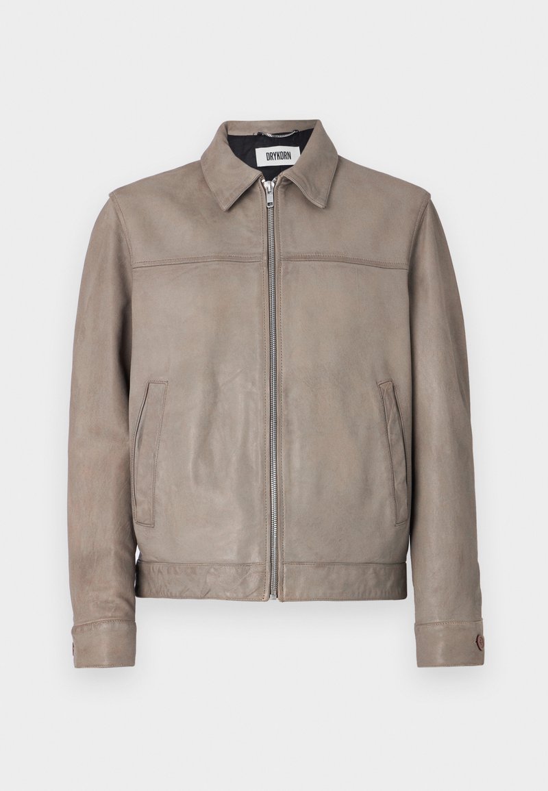 drykorn Leren jas taupe