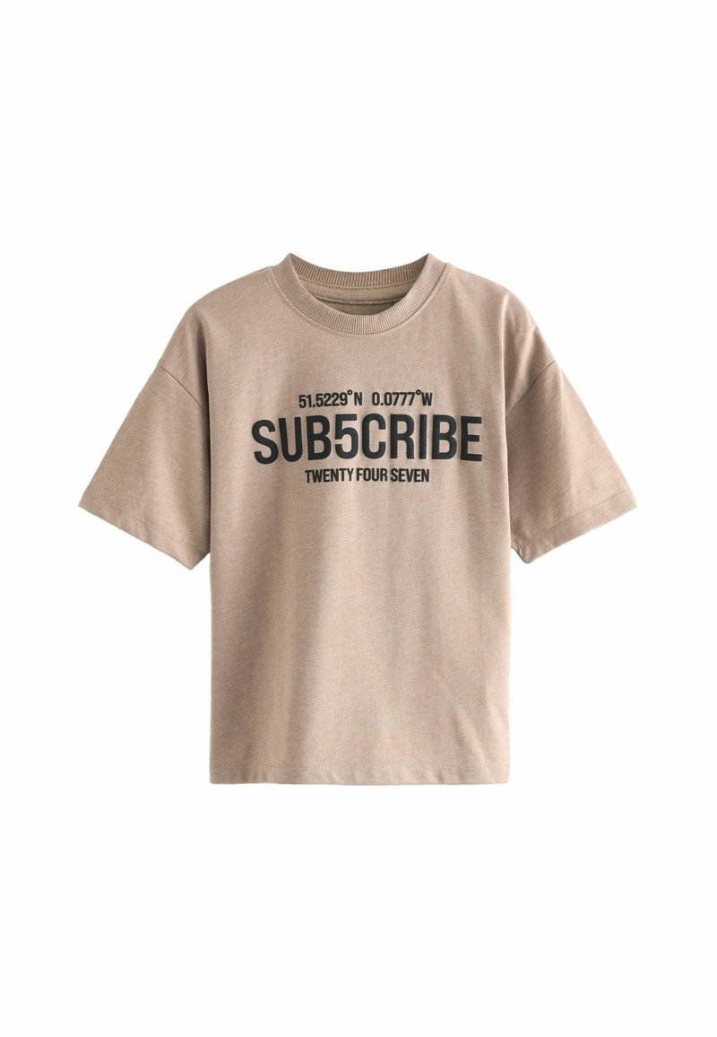 Next SHORT SLEEVE  REGULAR FIT - Triko s potiskem - cement subscribe