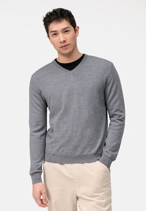 V-PULLOVER - Strickpullover - silbergrau