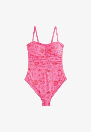 TUMMY CONTROL RUCHED BANDEAU STANDARD - Maillot de bain - pink red