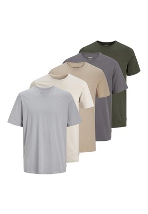 Jack & Jones JJEORGANIC BASIC TEE O NECK 5 PACK - Camiseta básica - moonbeam/crockery/olive night/castlerock/ultimate grey