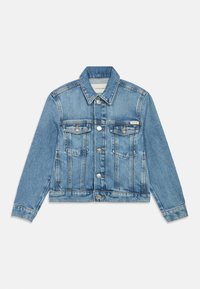 Klassikaline helesinine teksajakk. Omab kahte rinnataskut, hõbedast nuppe ja struktureeritud kraed. Kanga kulunud tekstuur.