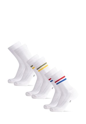 CREW 3 PACK - Träningssockor - green yellow stripes/red blue stripes/white