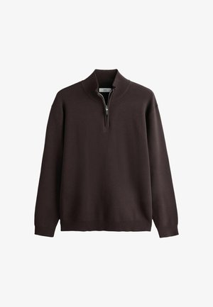 Next, TALL FIT - QUARTER ZIP JUMPER - Striktrøje - brown