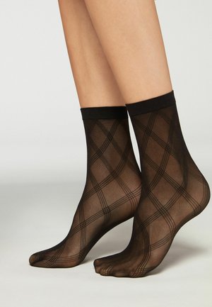 NETZ MIT RAUTENMUSTER - Calcetines - schwarz black eco diamond