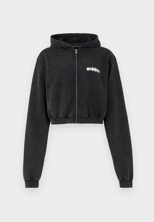 MISBHV COMMUNITY CROPPED ZIPPED HOODIE - Mikina na zip - washed black